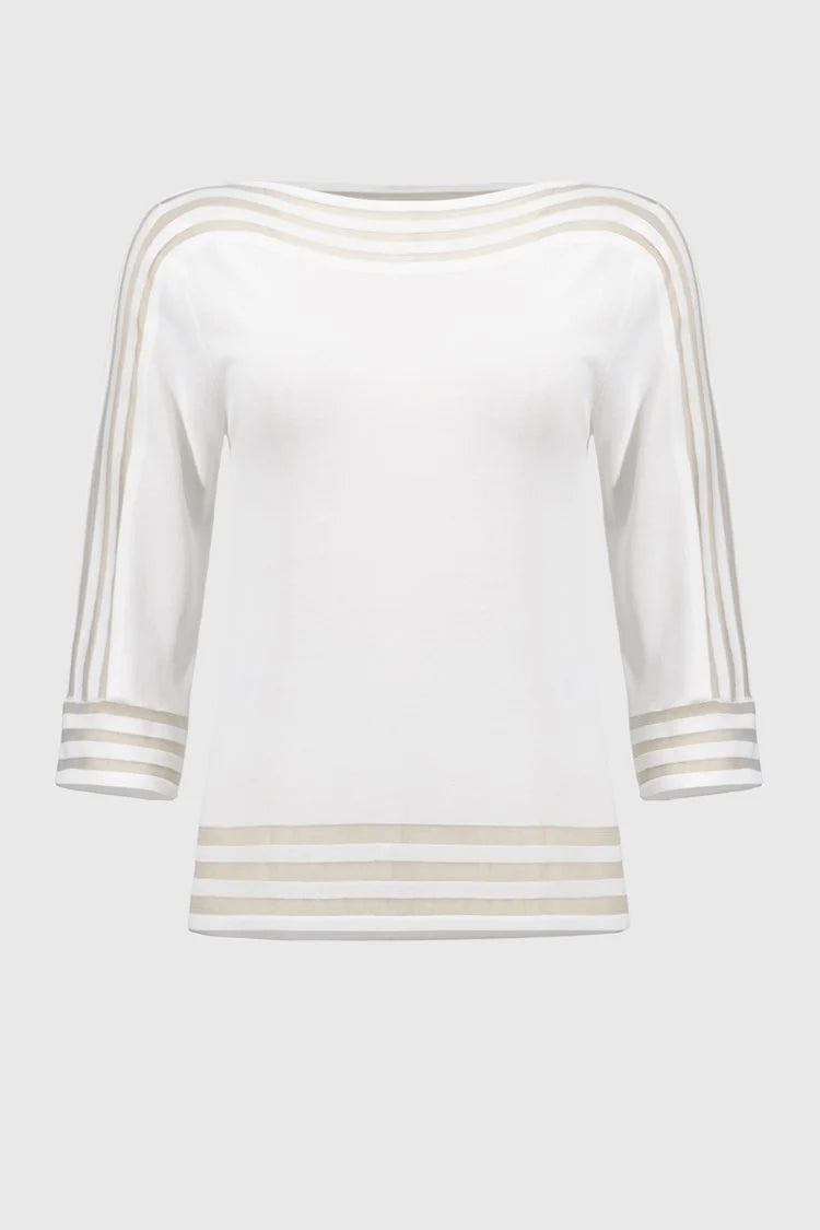 Joseph Ribkoff Sweater Knit Pullover with Mesh Stripe Detail- 251946