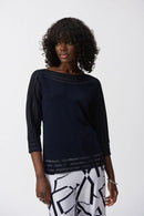 Joseph Ribkoff Sweater Knit Pullover with Mesh Stripe Detail- 251946