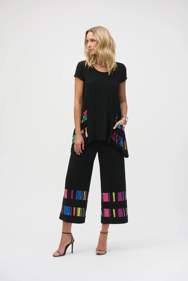 Joseph Ribkoff Silky Knit Stripe Print Culotte Pants-252051