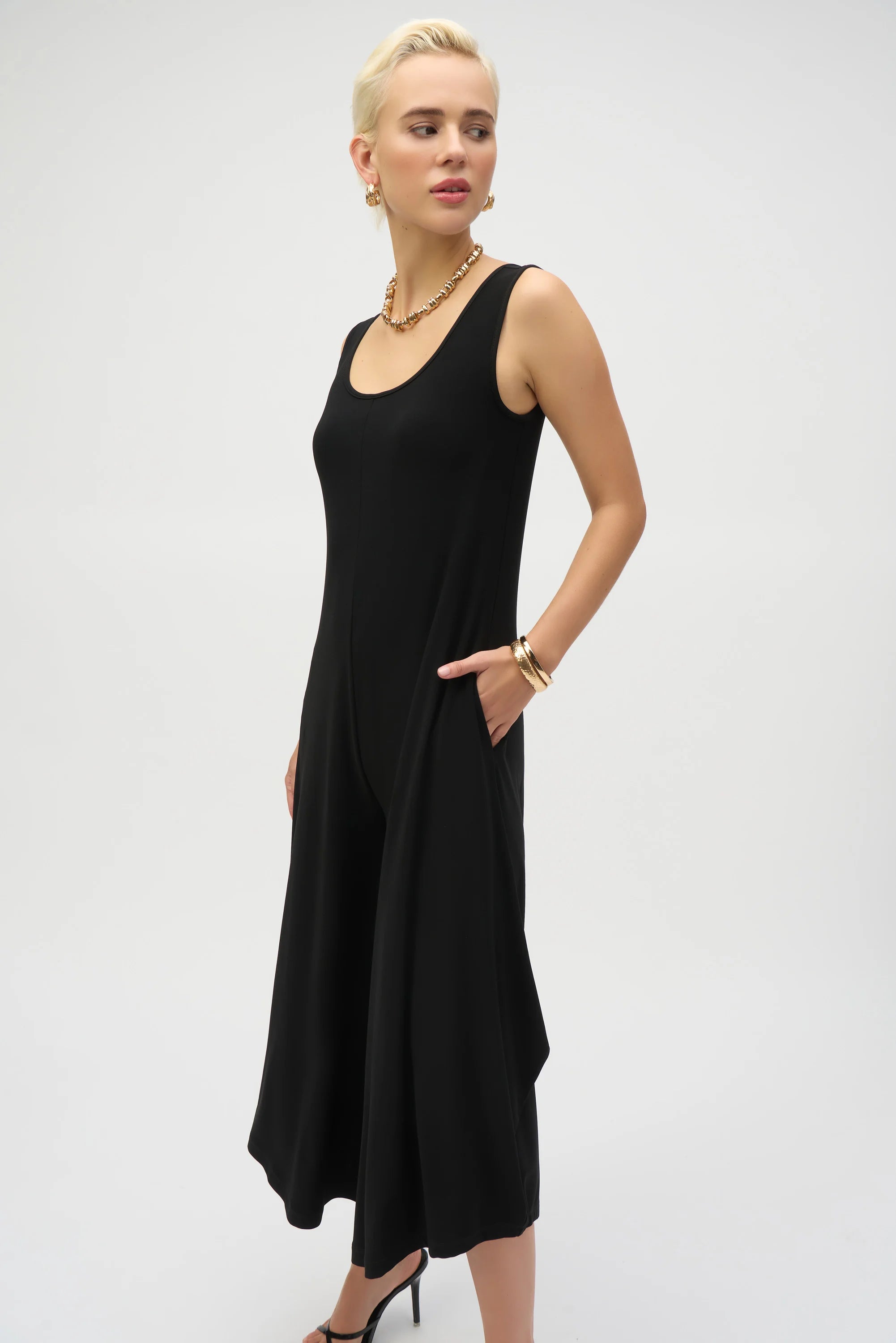 Joseph Ribkoff Silky Knit Wide-Leg Sleeveless Jumpsuit-252056