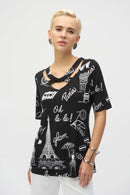 Silky Knit Conversational Print Fitted Tunic 252074