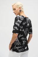 Silky Knit Conversational Print Fitted Tunic 252074