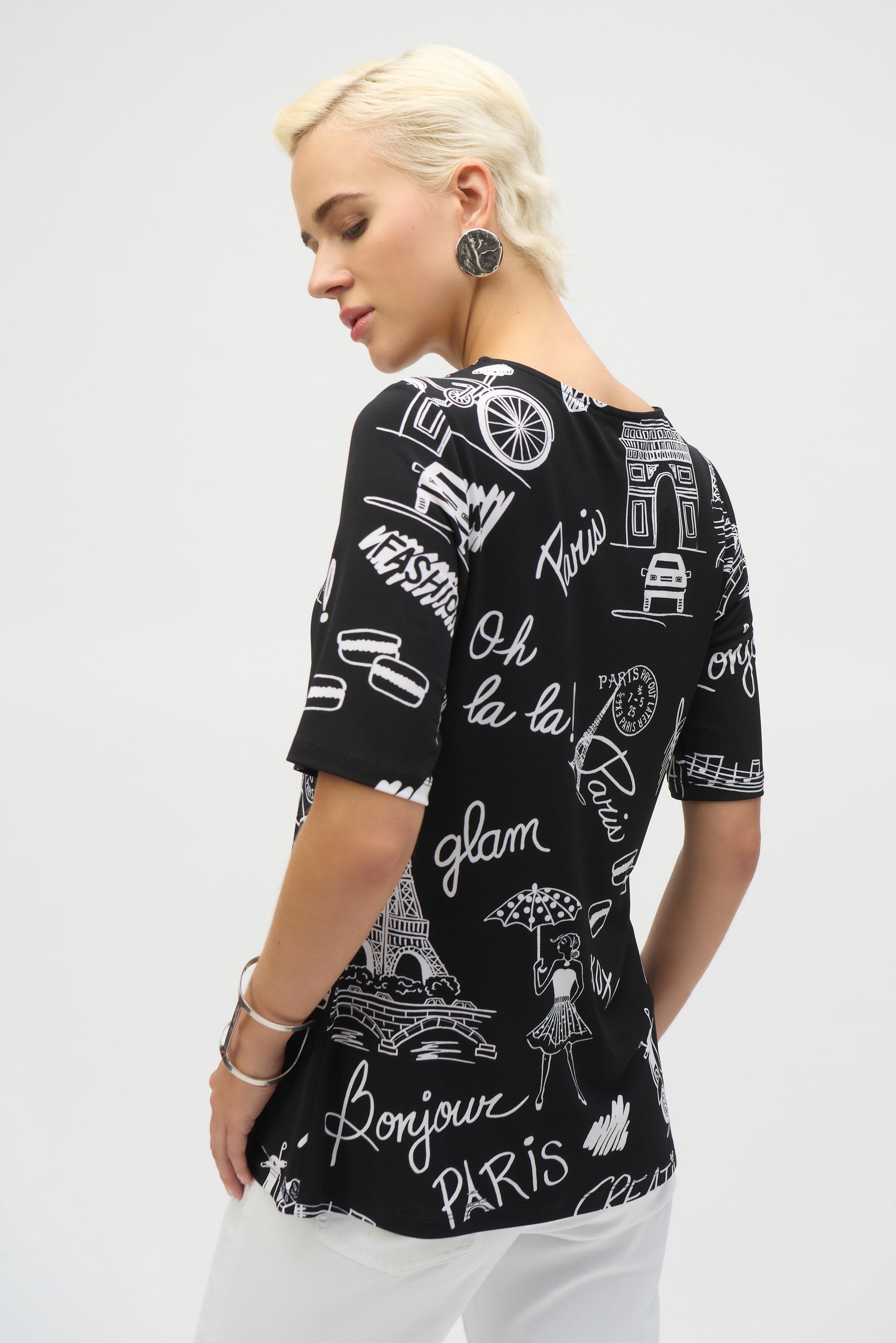 Silky Knit Conversational Print Fitted Tunic 252074