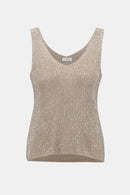 Metallic Knitted Camisole with Rhinestones-252915