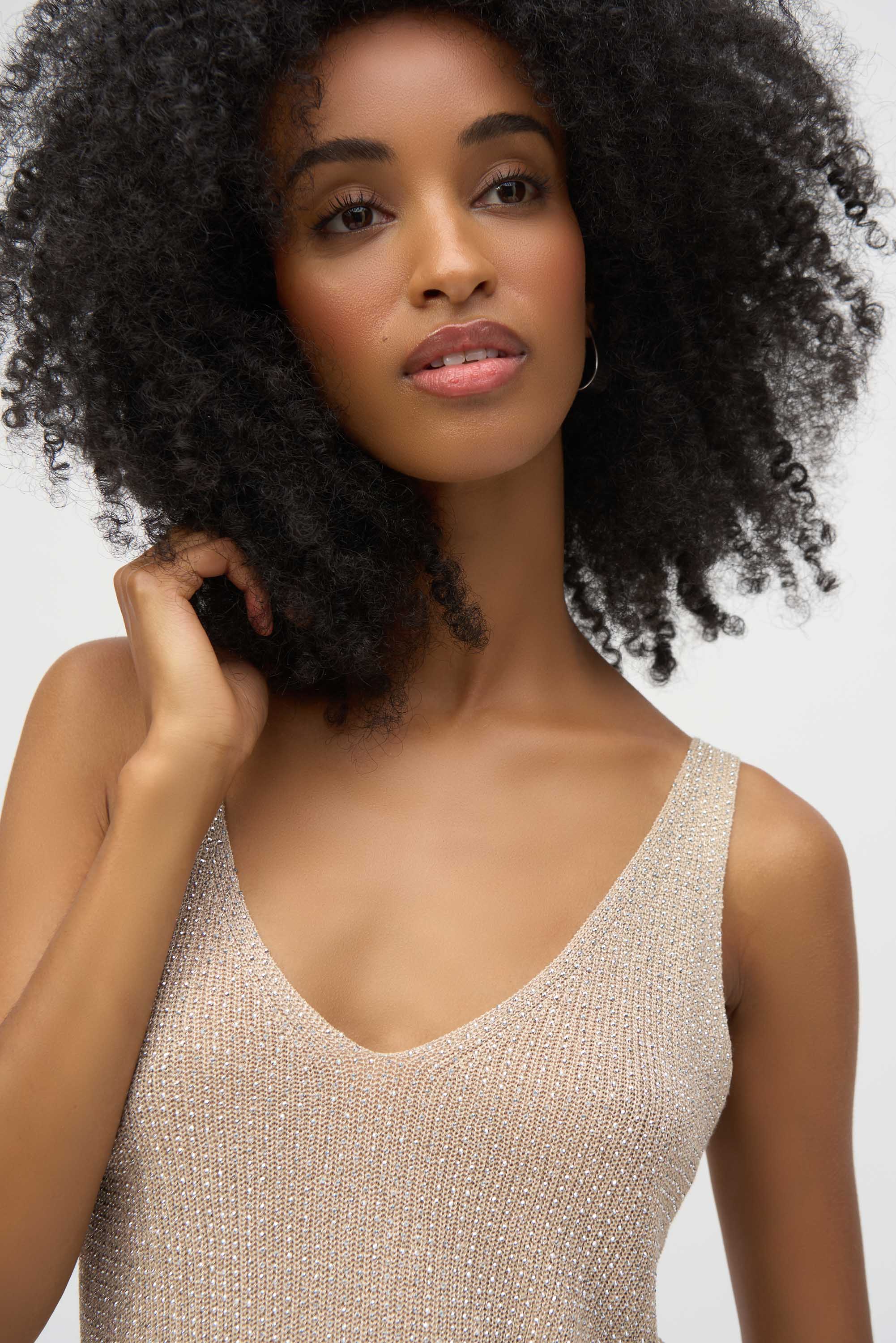 Metallic Knitted Camisole with Rhinestones-252915-DUP