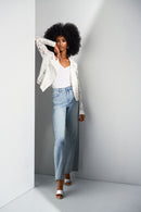 Joseph Ribkoff Classic Wide Leg Stretch Jeans with Crystals Style 252916