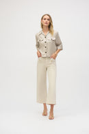 Foiled Linen Blend Short Sleeve Boxy Jacket 252921