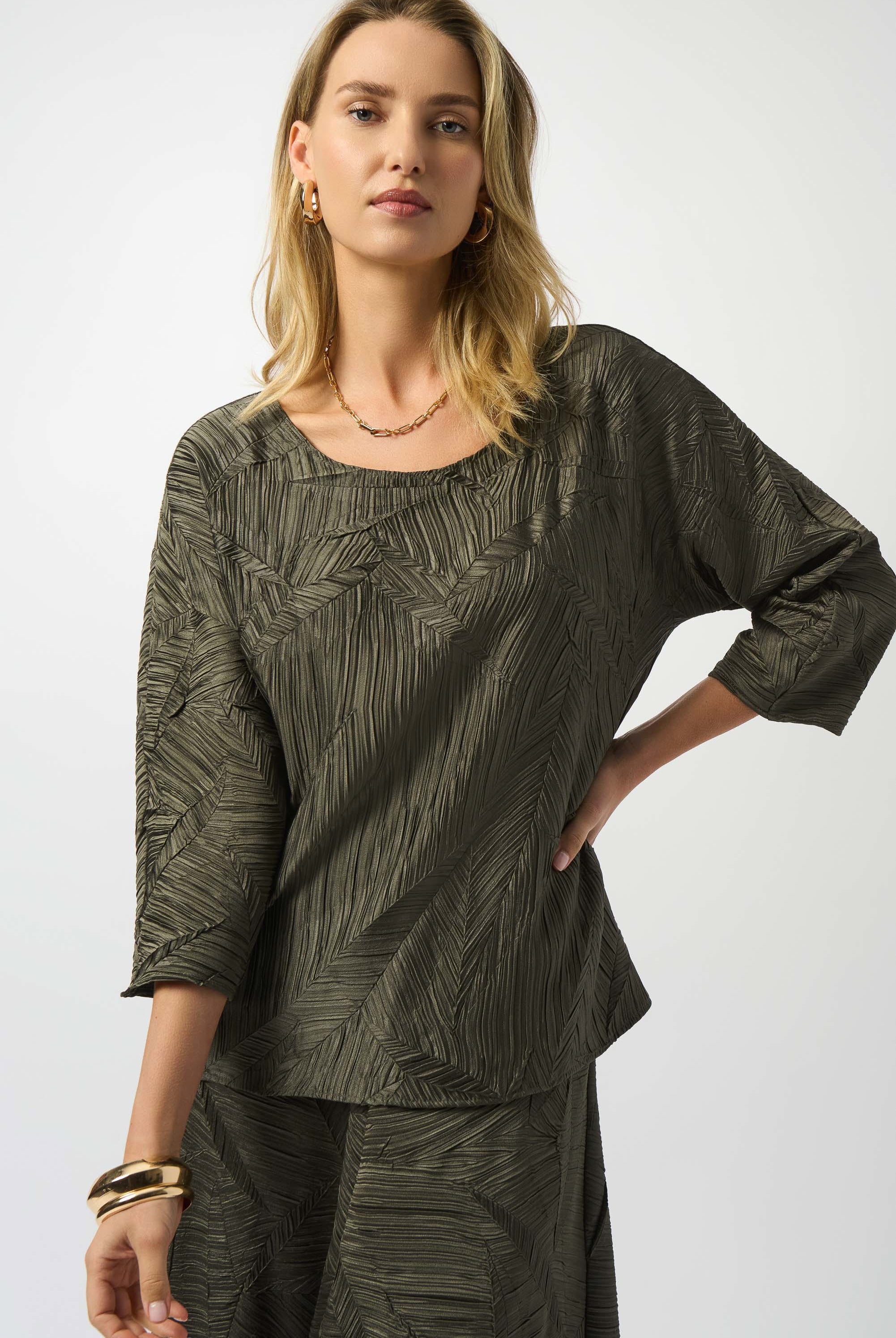 Joseph Ribkoff Pleated Satin Boxy Top | Unique Apparel USA
