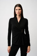 Joseph Ribkoff Moss Crepe Fitted Wrap Top-253020