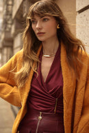 Joseph Ribkoff Moss Crepe Fitted Wrap Top-253020