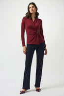Joseph Ribkoff Moss Crepe Fitted Wrap Top-253020