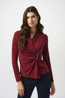 Joseph Ribkoff Moss Crepe Fitted Wrap Top-253020