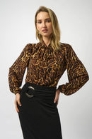 Georgette Animal Print Straight Top-253077