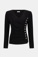 Silky Knit Fitted Wrap Top-253140