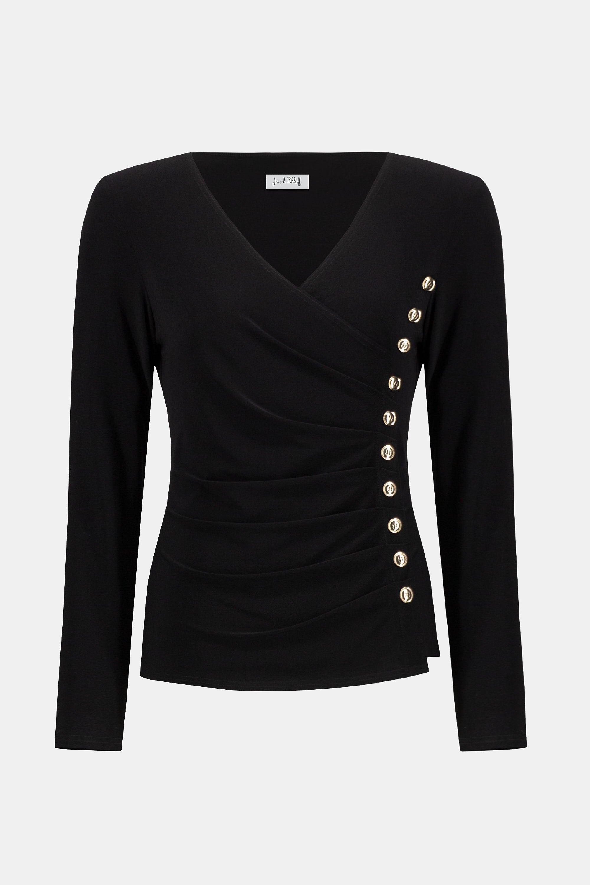 Silky Knit Fitted Wrap Top-253140