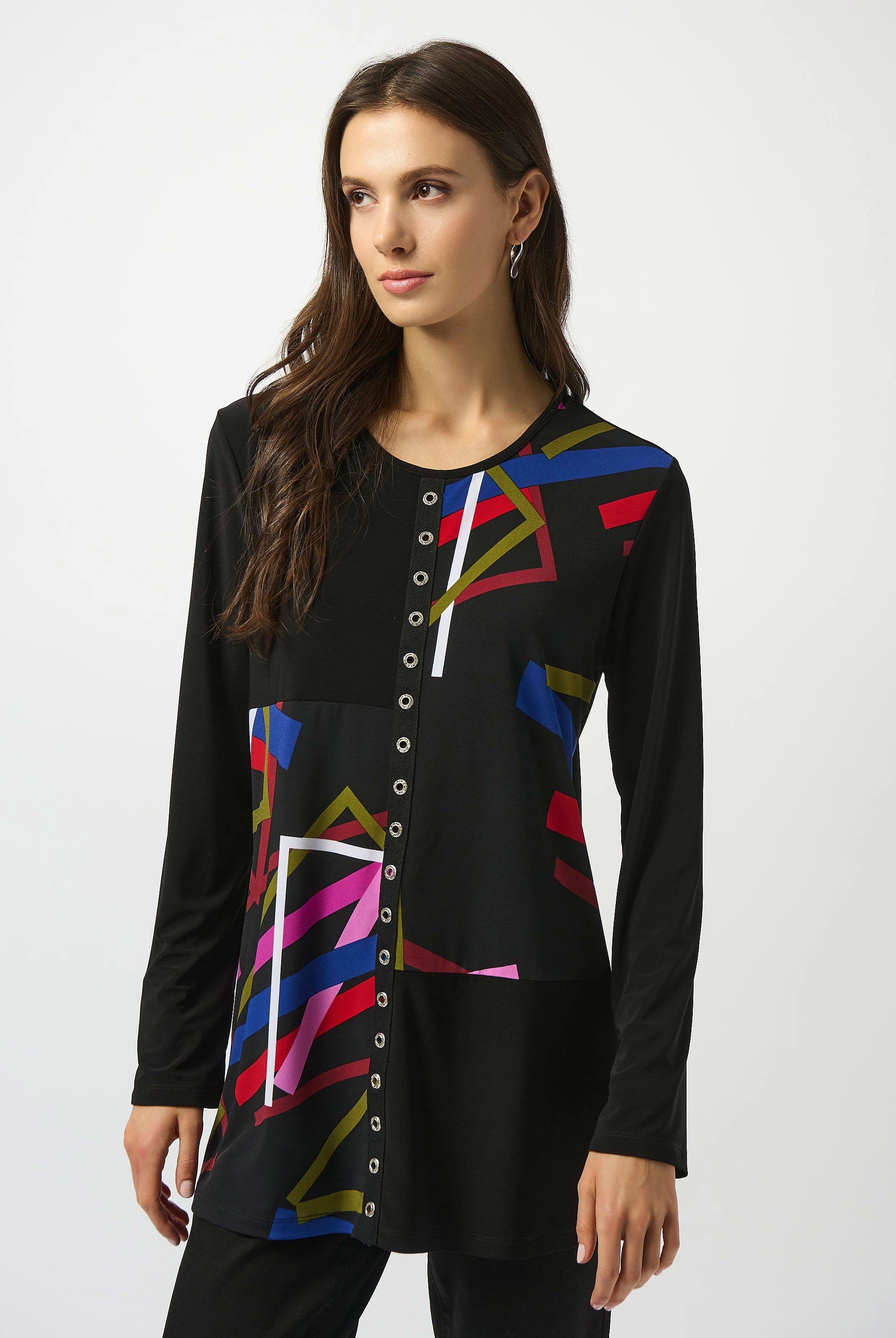 Joseph Ribkoff Silky Knit Geometric Straight Tunic | Unique Apparel USA