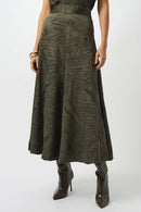 Joseph Ribkoff Pleated Satin Long Flared Skirt-253248
