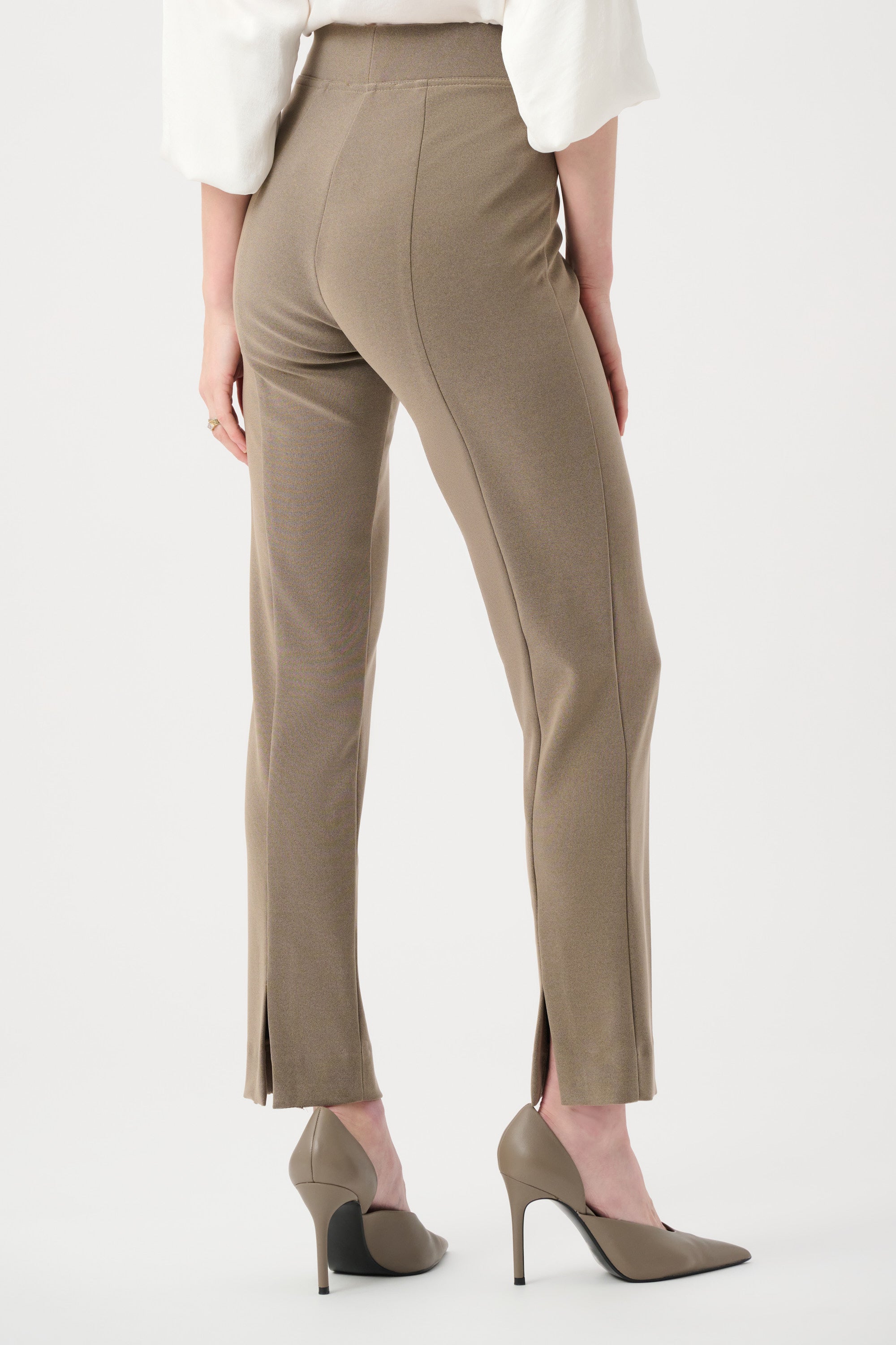 Melange Silky Knit Straight Leg Pull-On Pants