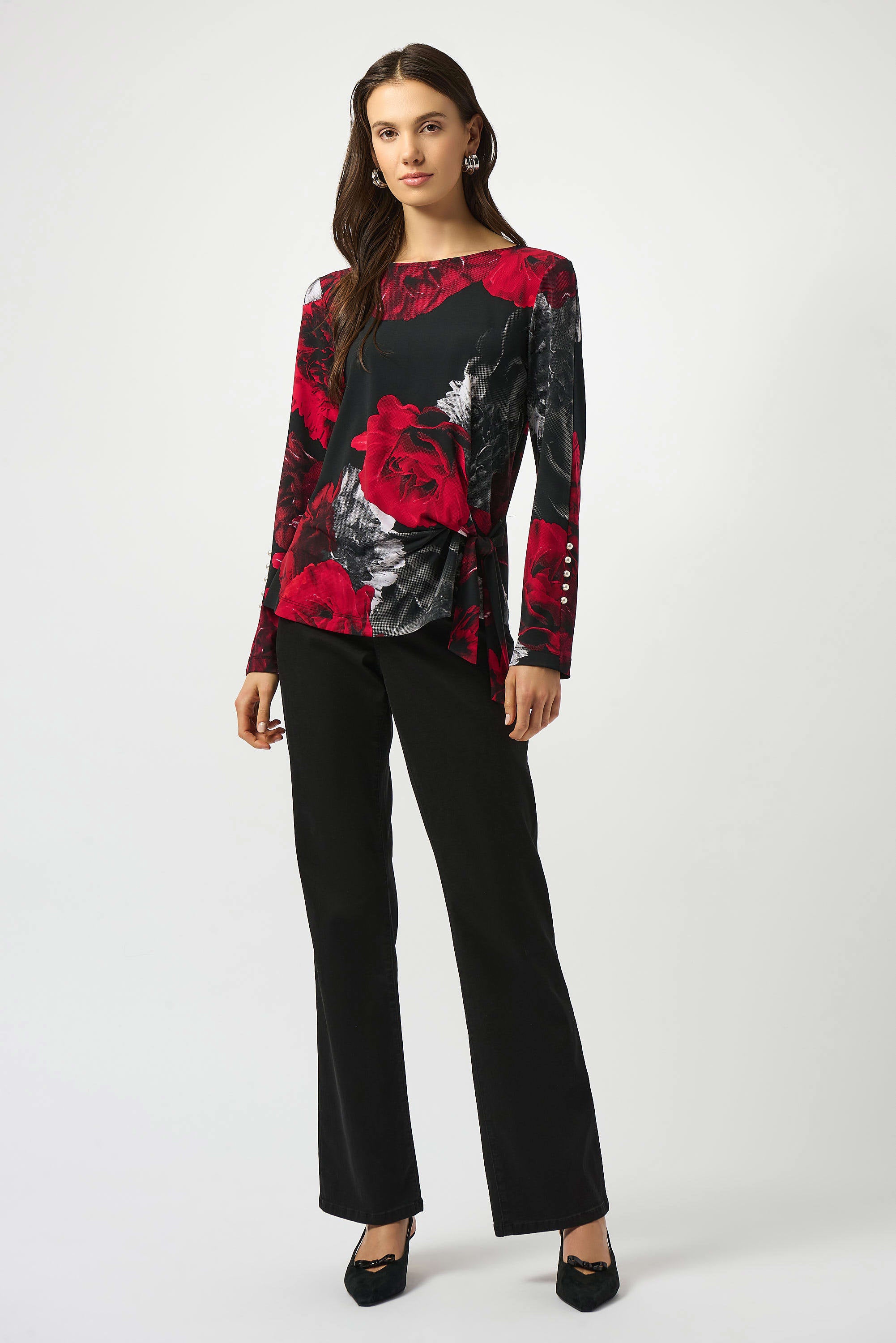 Joseph Ribkoff Floral Print Fitted Top-253301