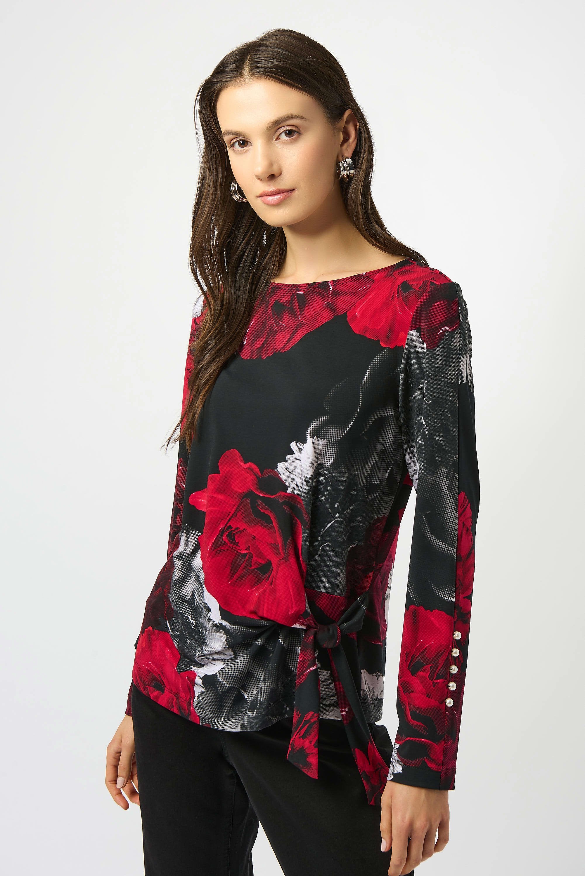 Joseph Ribkoff Floral Print Fitted Top-253301