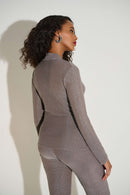 Joseph Ribkoff Signature  Novelty Knit Wrap-Style Fitted Top-253789