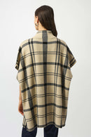 Joseph Ribkoff Jacquard Sweater Knit Plaid Poncho-253903