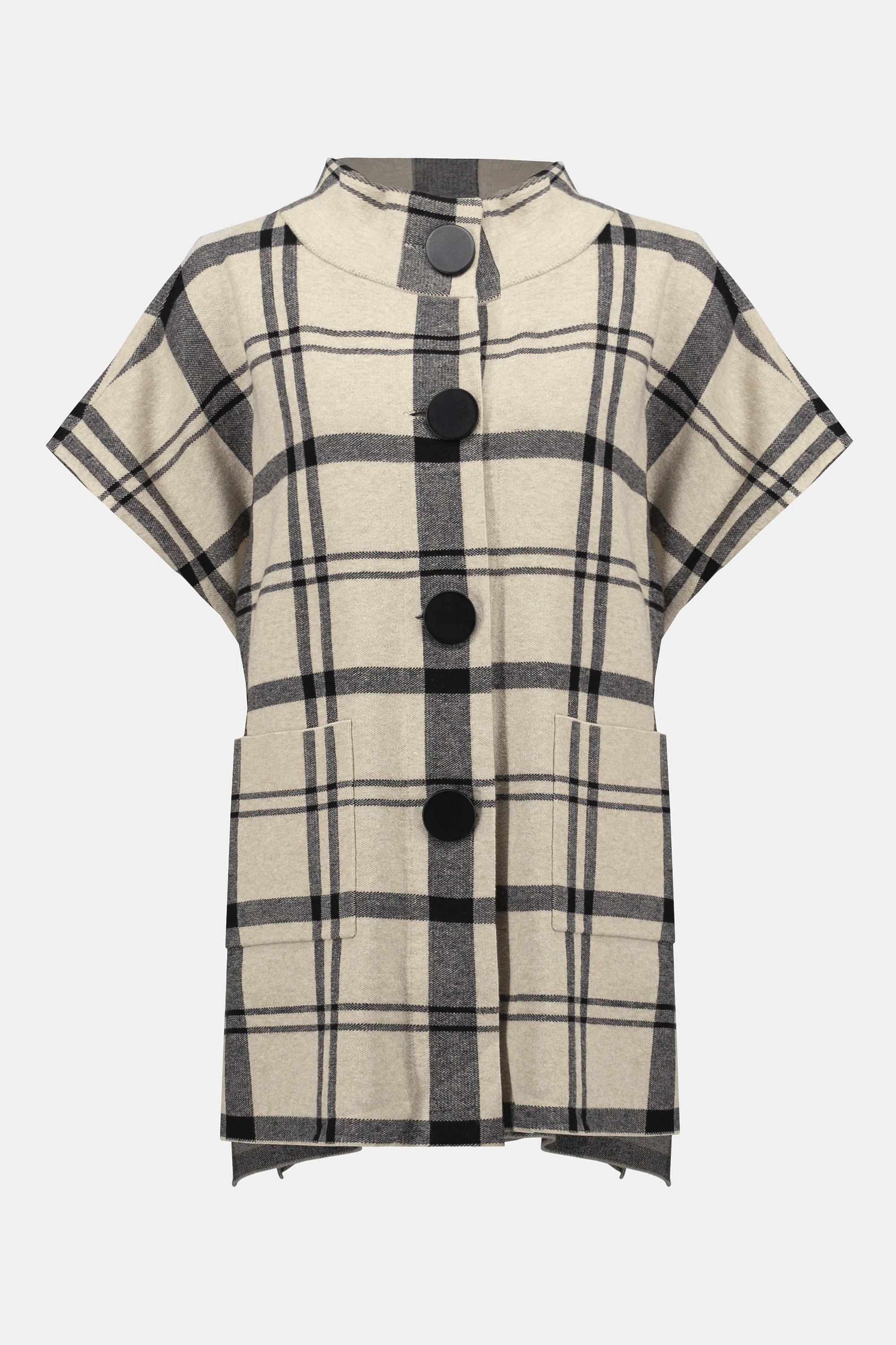 Joseph Ribkoff Jacquard Sweater Knit Plaid Poncho-253903