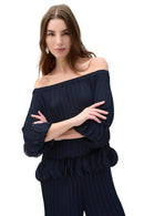 Joseph Ribkoff Navy Georgette Pleated Top-253939S26