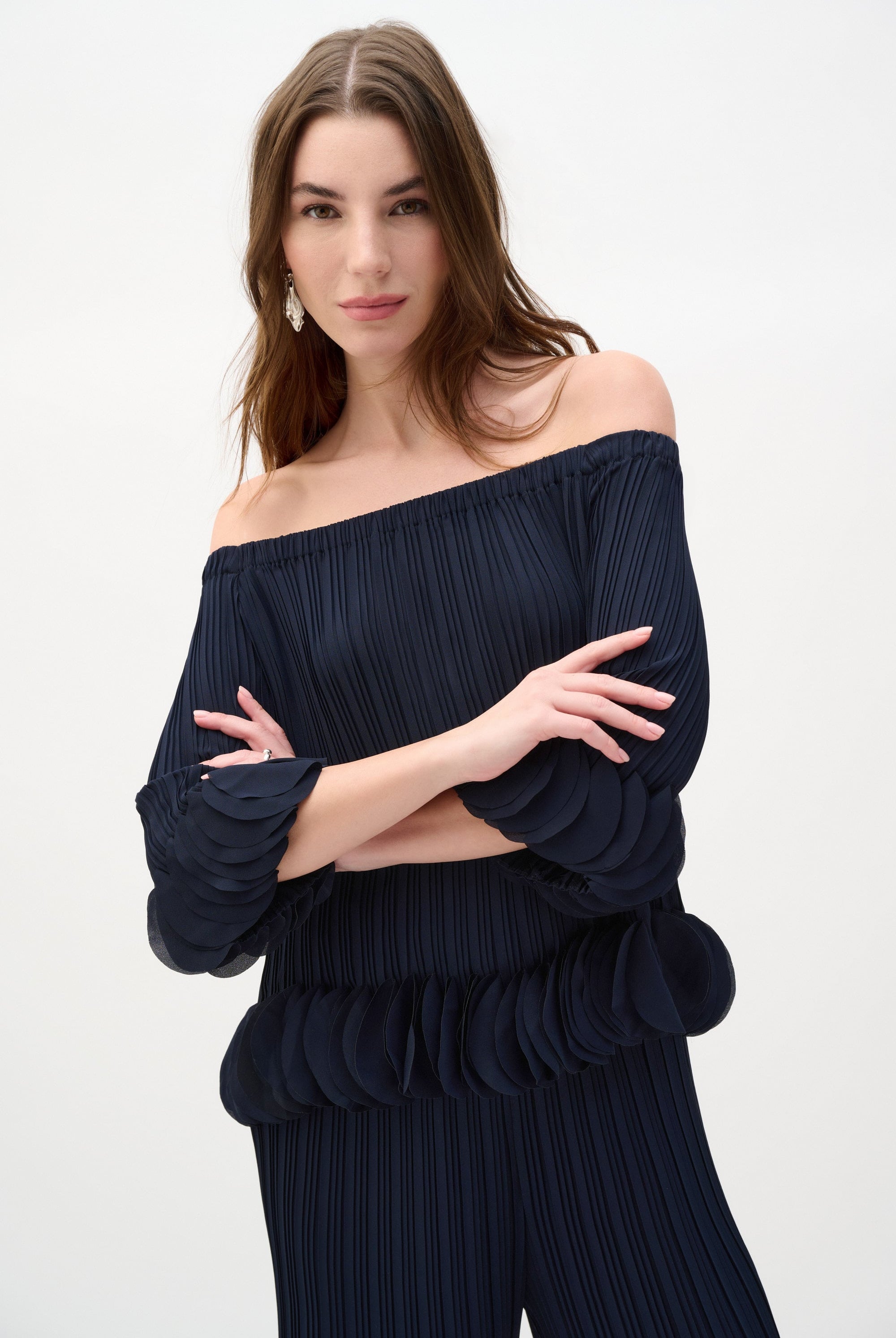 Georgette Off Shoulder Pleated Top