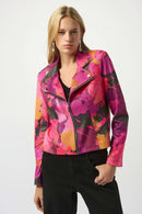 Joseph Ribkoff Foiled Faux Suede Abstract Print Fitted Jacket-253954