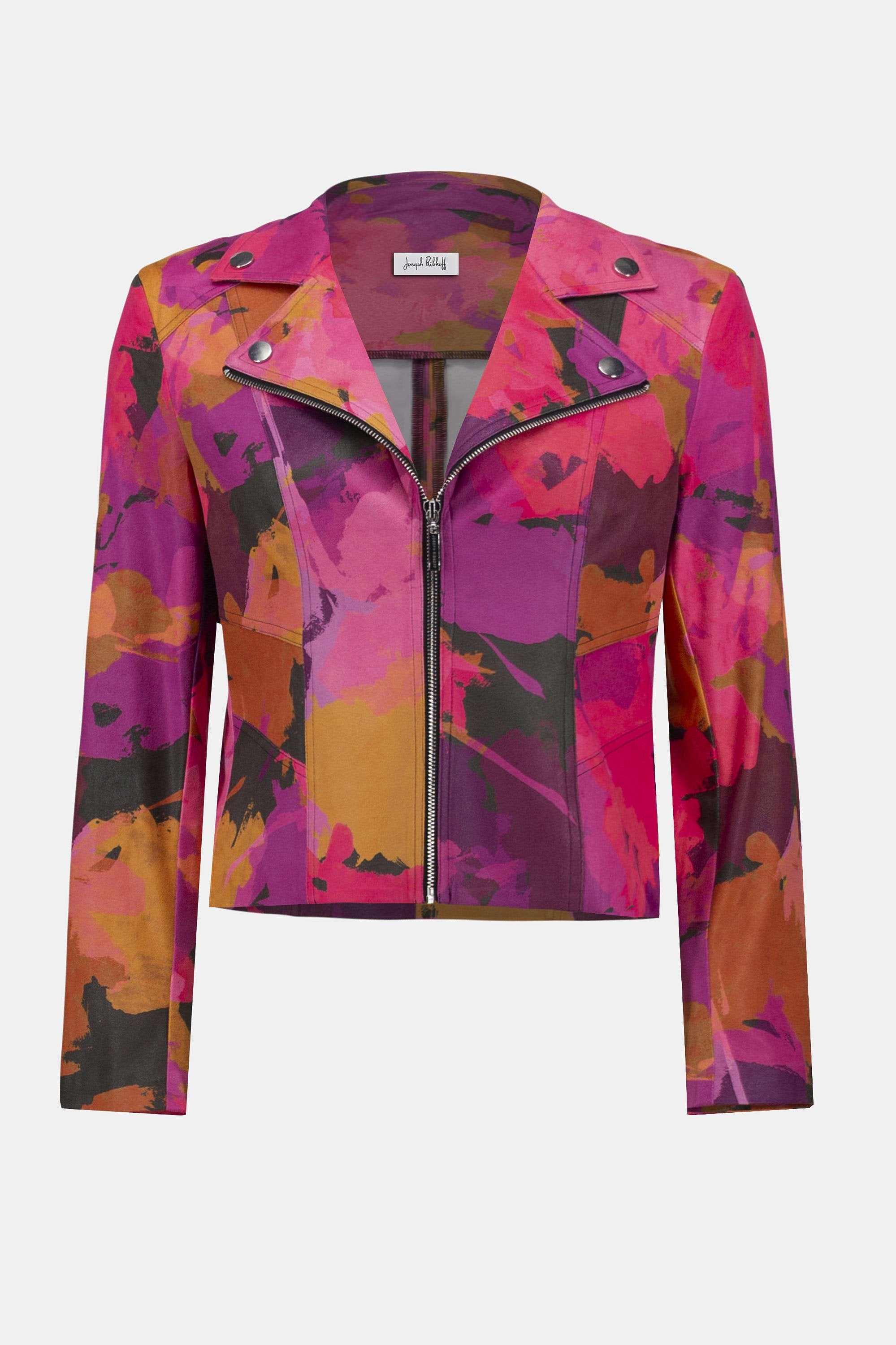 Joseph Ribkoff Foiled Faux Suede Abstract Print Fitted Jacket-253954