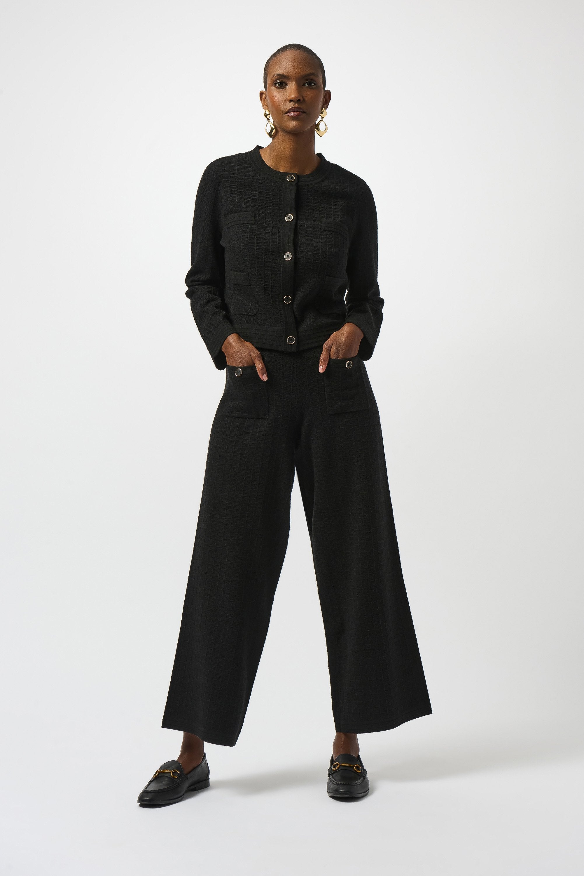 Joseph Ribkoff Sweater Knit Crew Neck Button-Front Jacket-253983