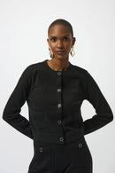 Joseph Ribkoff Sweater Knit Crew Neck Button-Front Jacket-253983