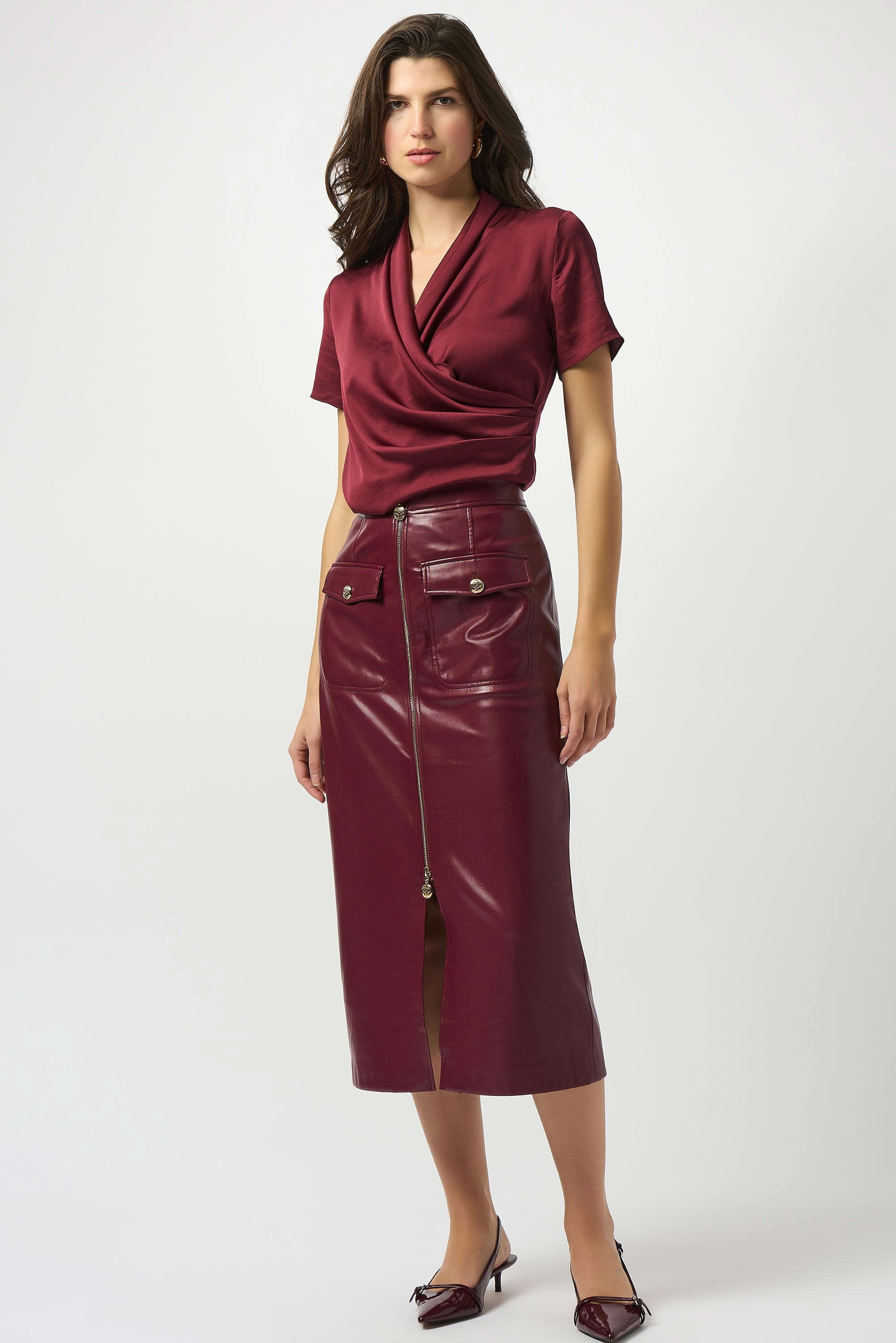 Joseph Ribkoff Leatherette Long Pencil Skirt-253991