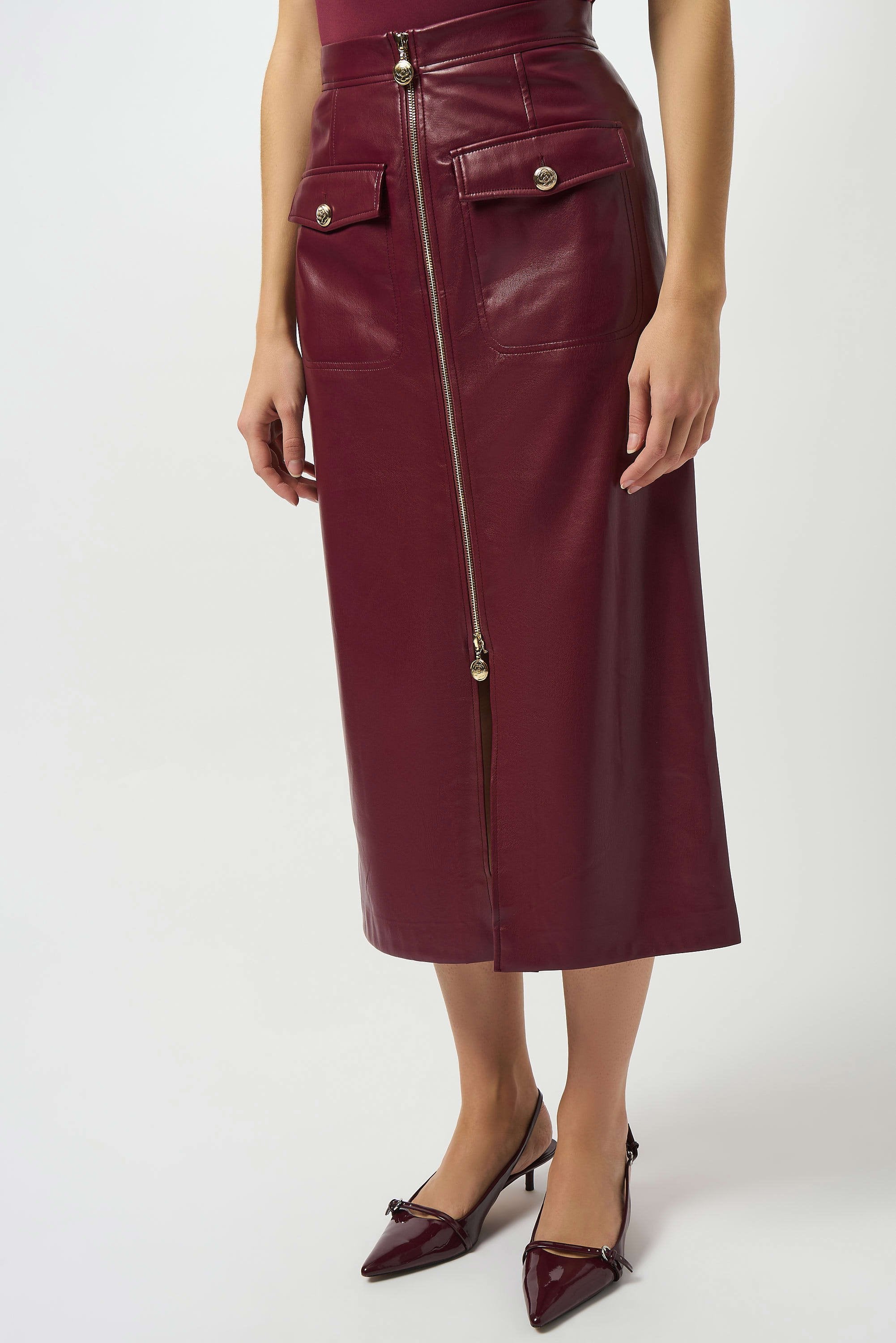 Joseph Ribkoff Leatherette Long Pencil Skirt-253991