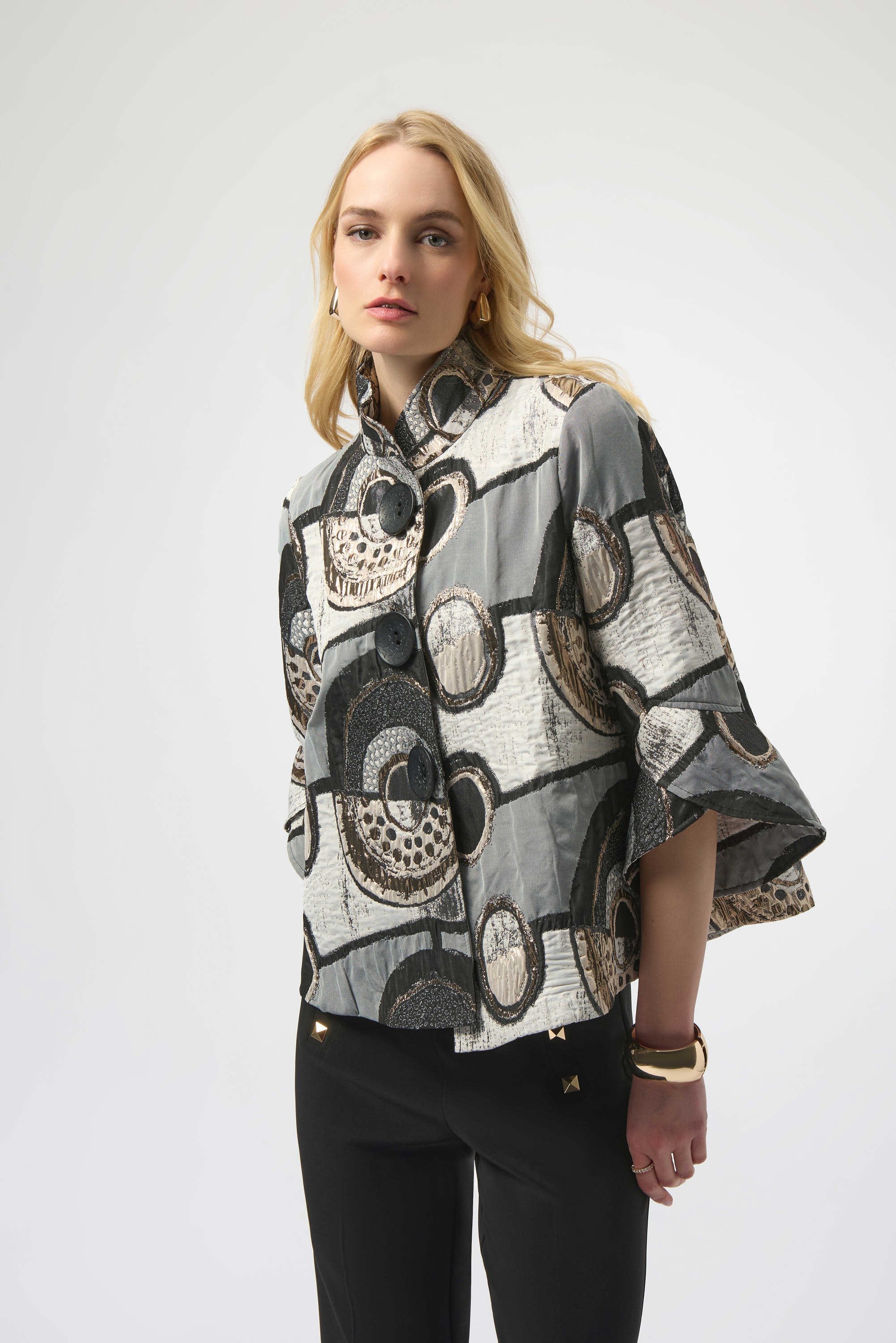 Joseph Ribkoff Abstract Jacquard Trapeze Jacket-254003