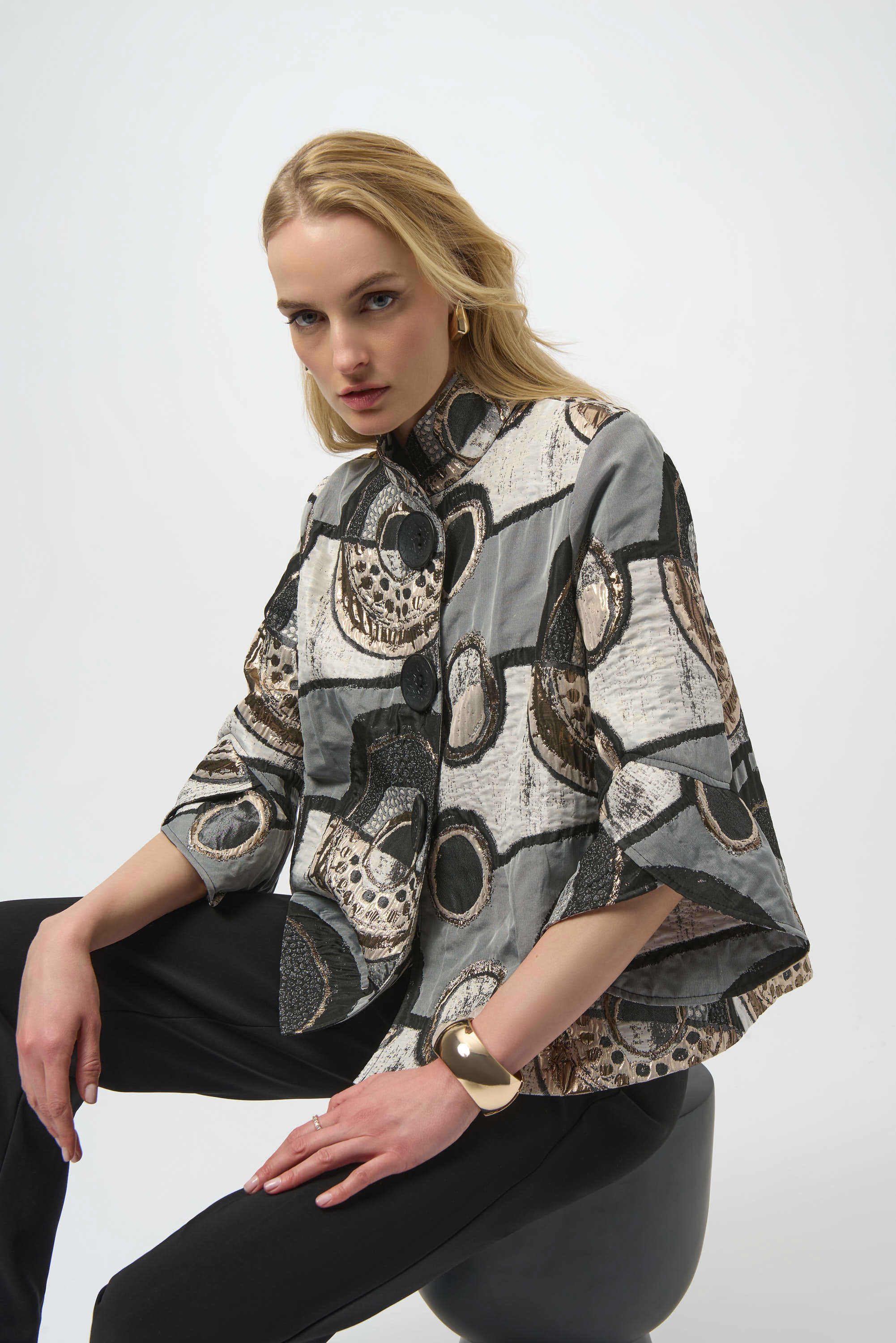 Joseph Ribkoff Abstract Jacquard Trapeze Jacket-254003