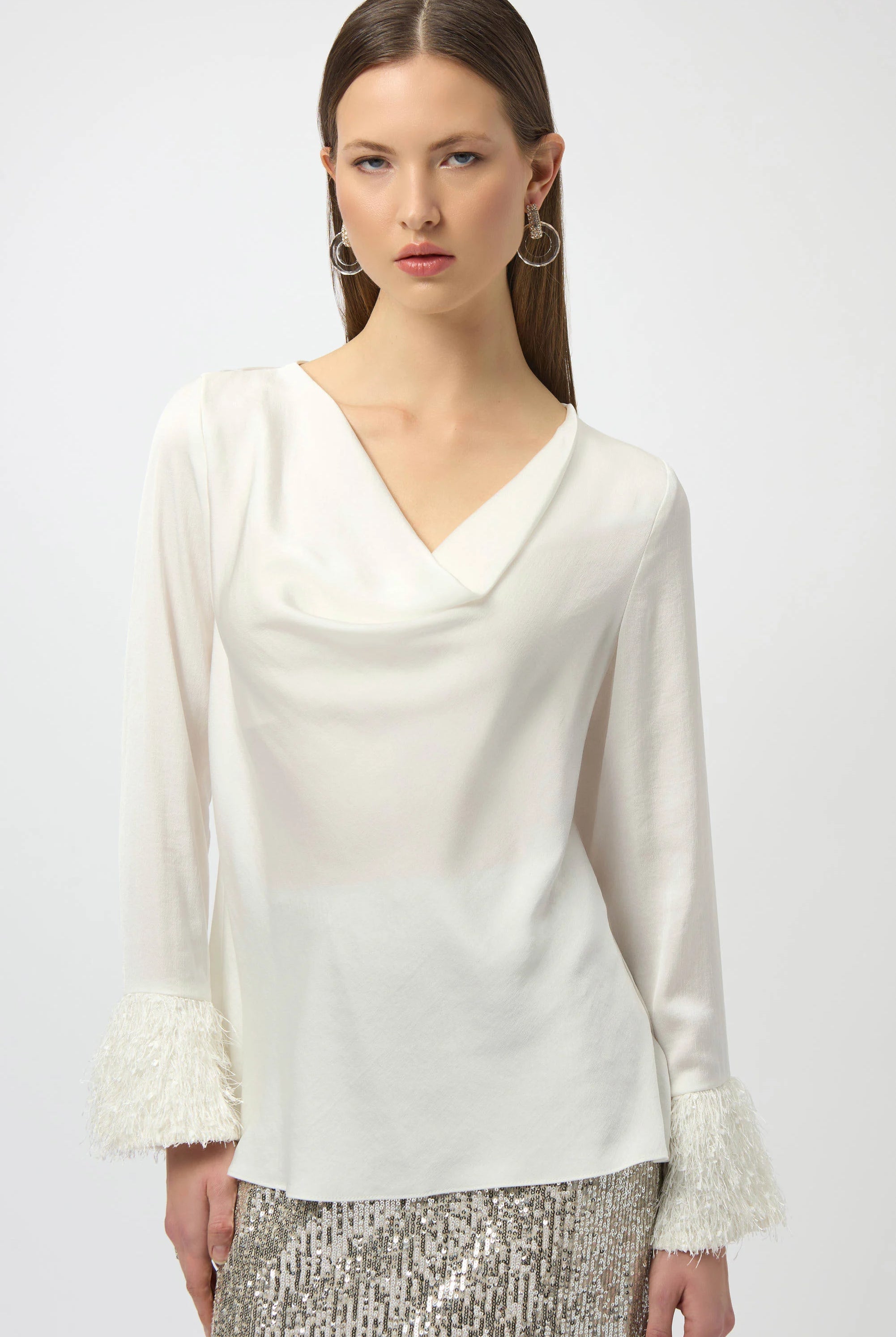 Joseph Ribkoff Satin Cowl Neck Top | Unique Apparel USA