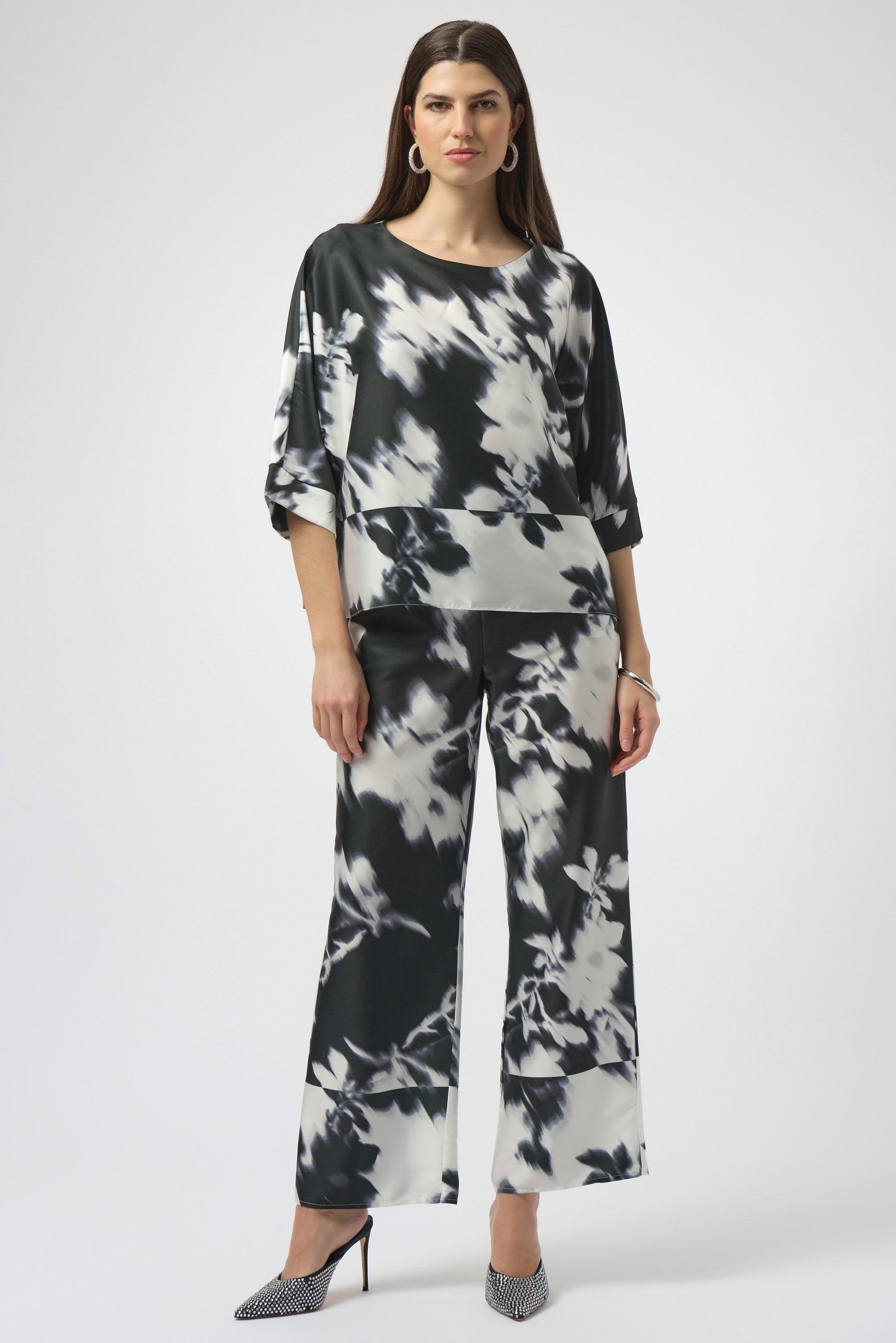 Joseph Ribkoff Satin Floral Print Boxy Top-254063