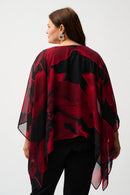 Jospeh Ribkoff Chiffon Abstract Print Poncho Top-254090