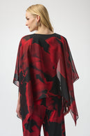 Jospeh Ribkoff Chiffon Abstract Print Poncho Top-254090