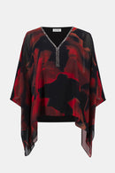 Jospeh Ribkoff Chiffon Abstract Print Poncho Top-254090