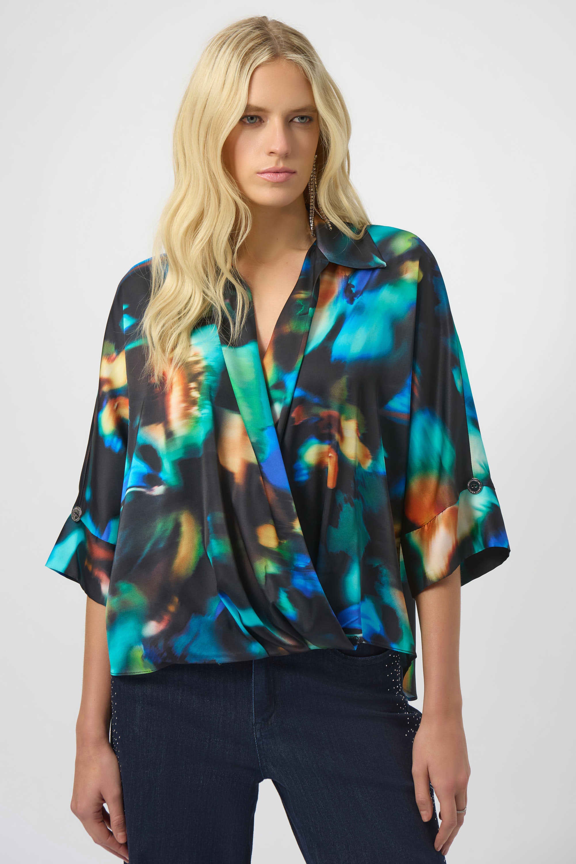 Joseph Ribkoff Satin Abstract Print Top-254097