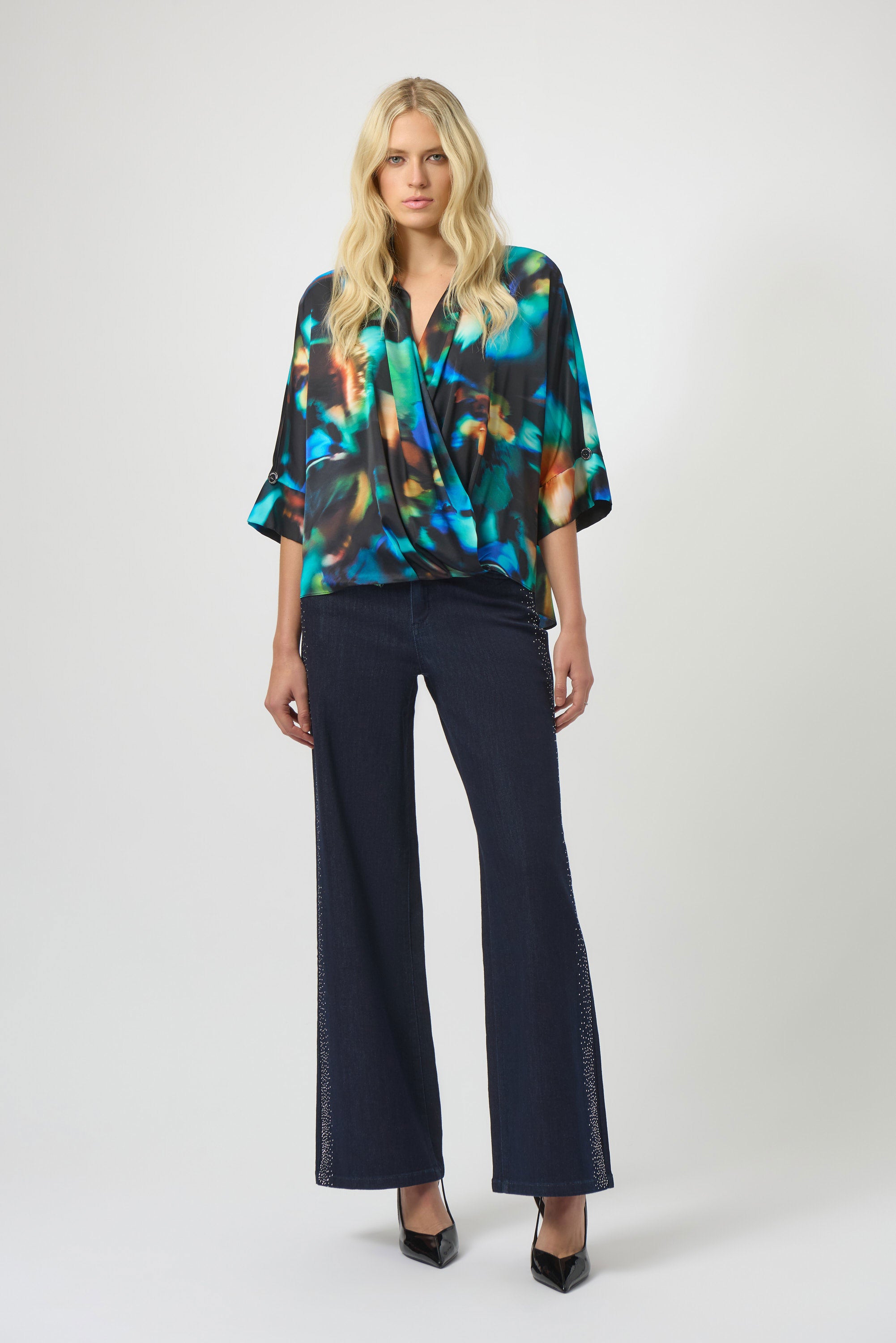 Joseph Ribkoff Satin Abstract Print Top-254097