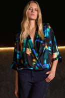 Joseph Ribkoff Satin Abstract Print Top-254097