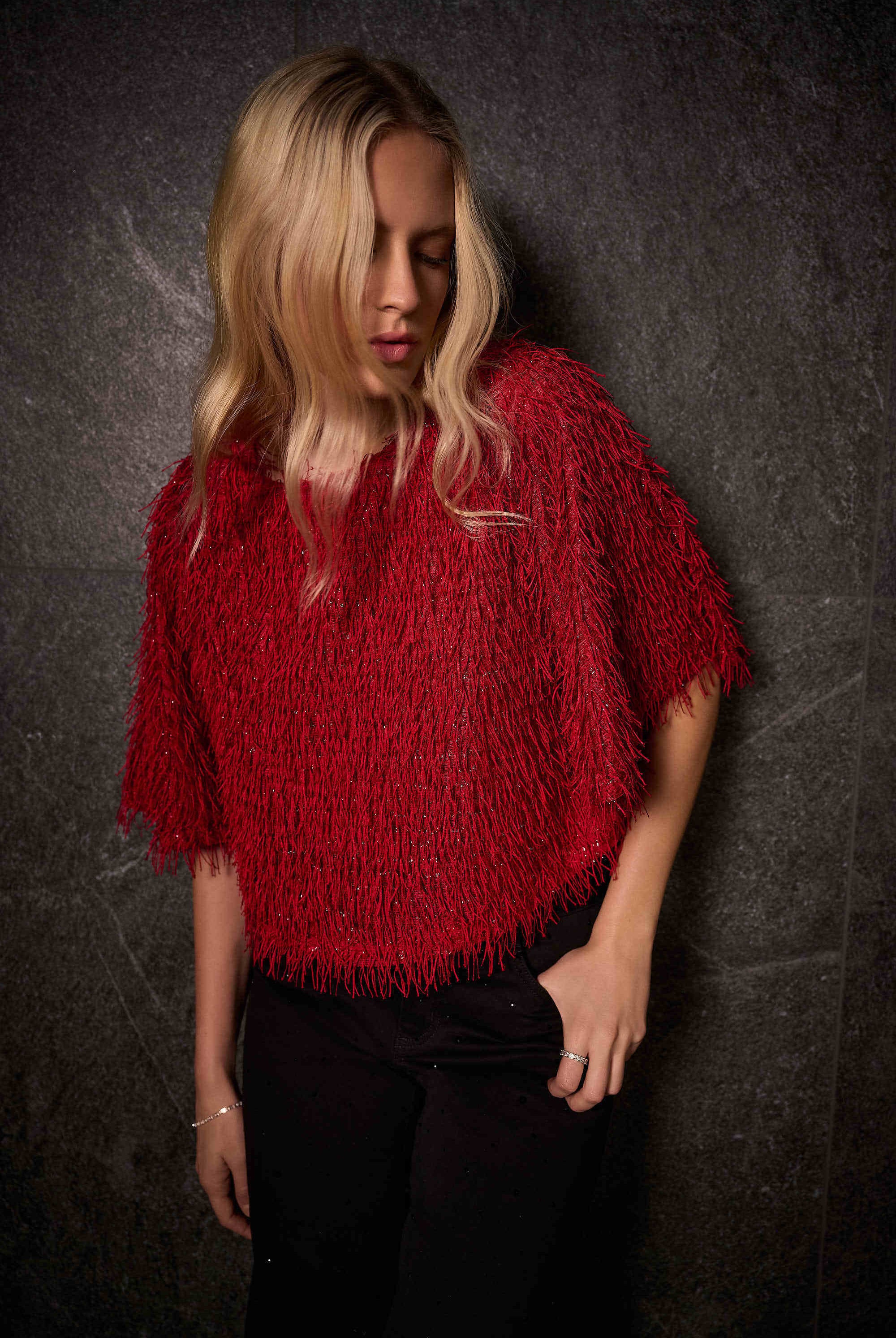 Joseph Ribkoff Novelty Fringe Boxy Top | Unique Apparel USA