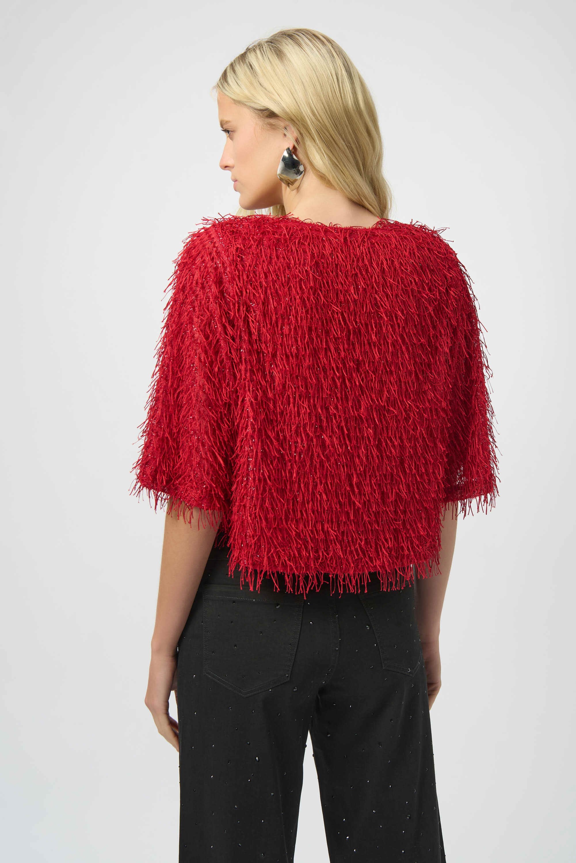 Joseph Ribkoff Novelty Fringe Boxy Top-254105