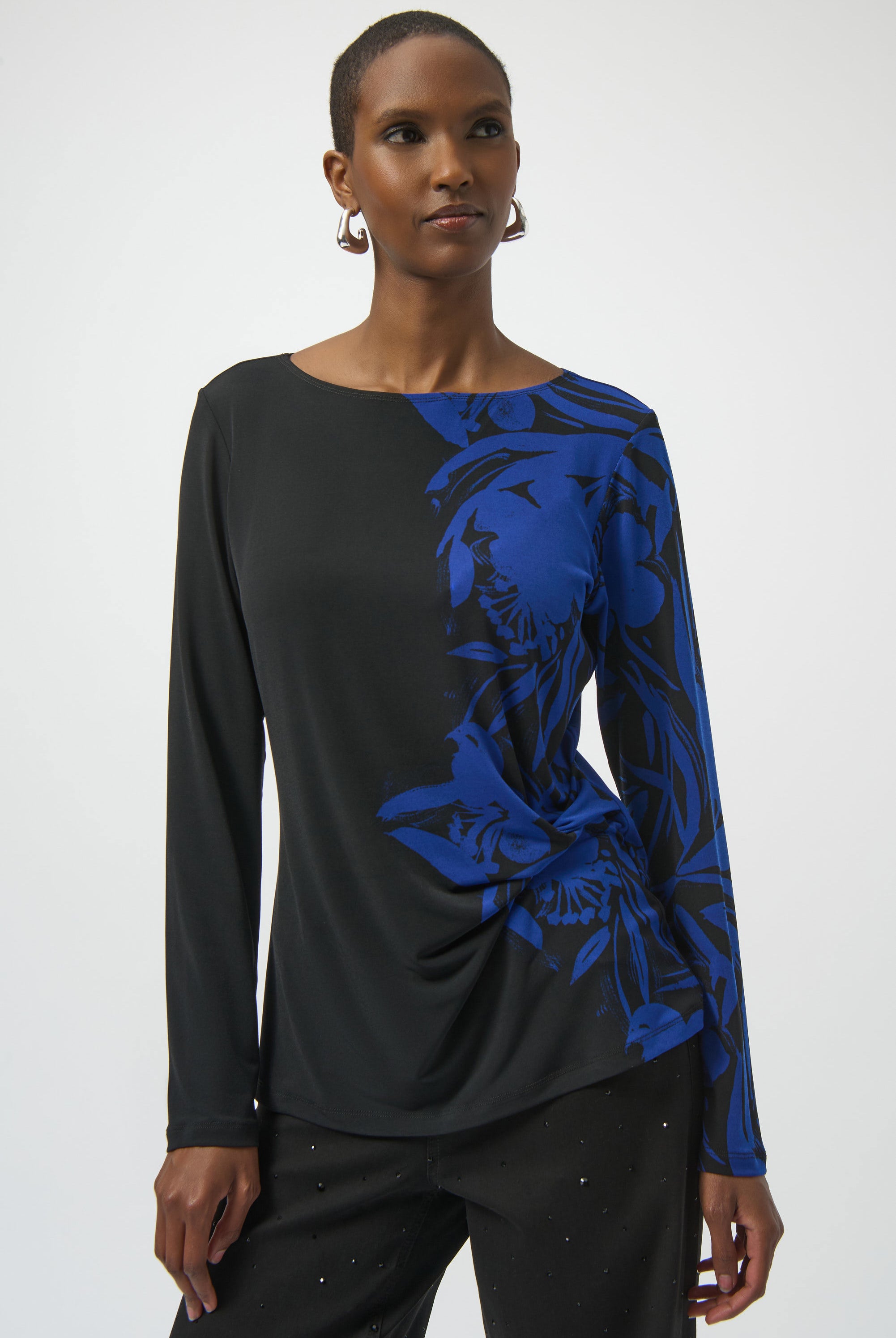 Joseph Ribkoff Silky Knit Floral Print Straight Top | Unique Apparel USA