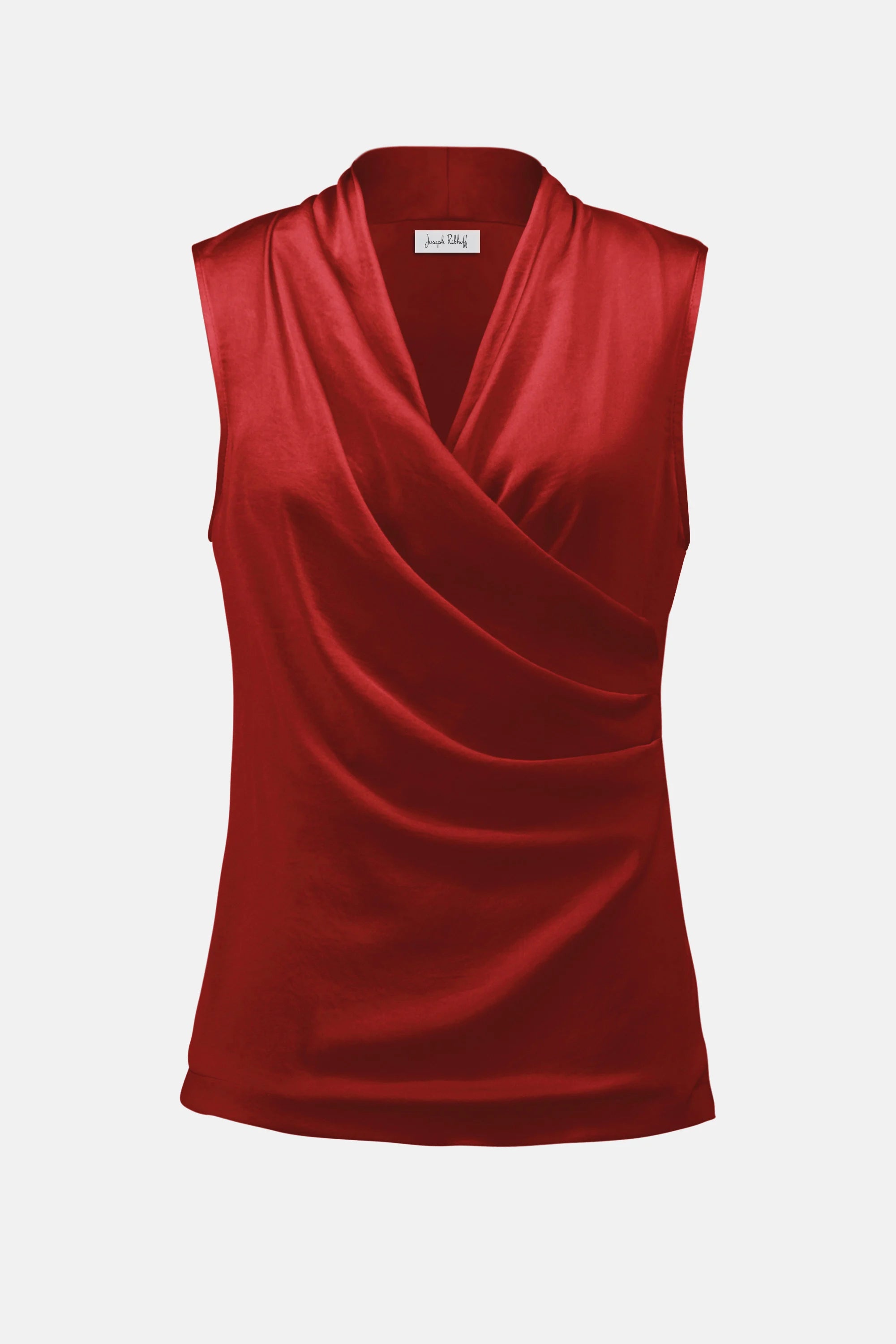 Joseph Ribkoff Recycled Satin & Silky Knit Sleeveless Wrap Top-254215