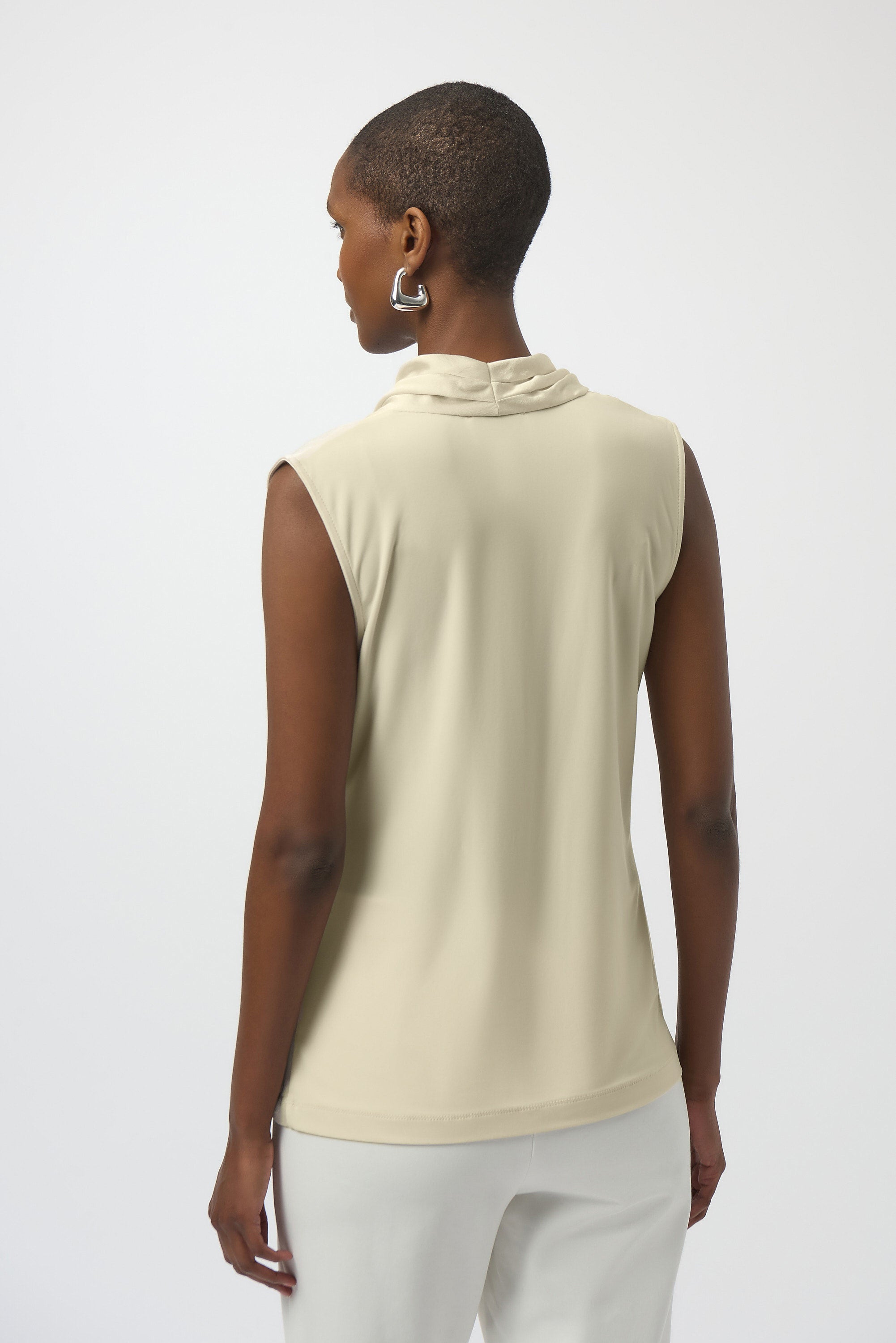 Joseph Ribkoff Recycled Satin & Silky Knit Sleeveless Wrap Top-254215